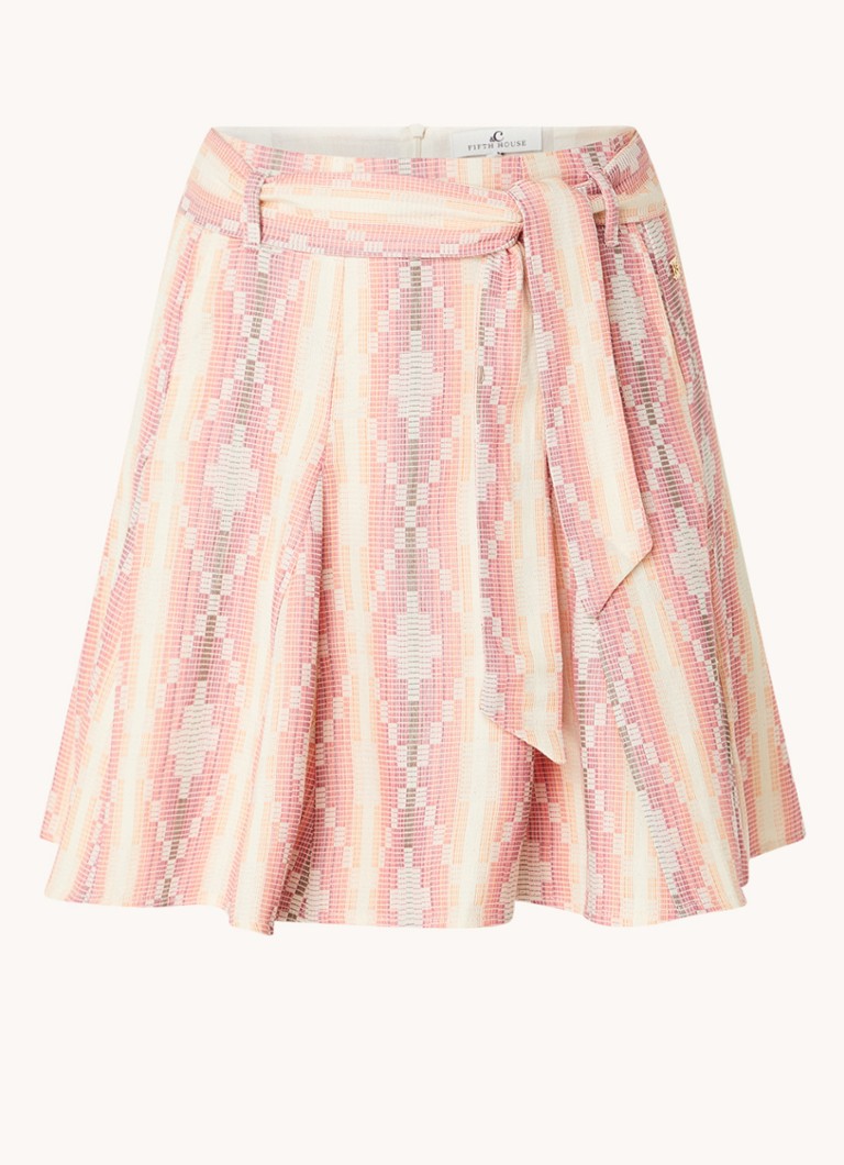 Fifth House Aidin mini skirt with print and tie belt