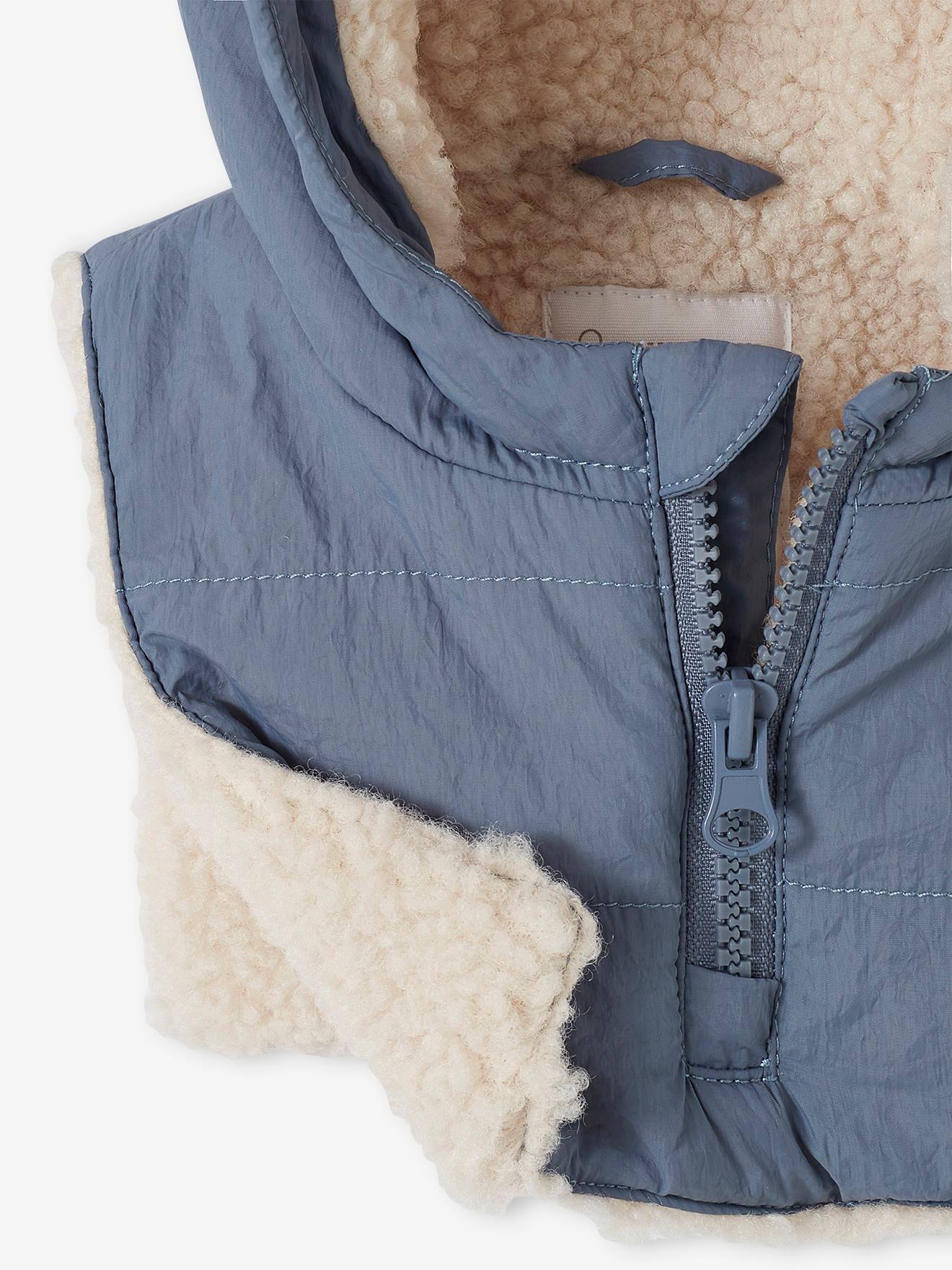 Vertbaudet Baby Winterjacke mit abnehmbarer Kapuze, Recycling-Polyester - graublau