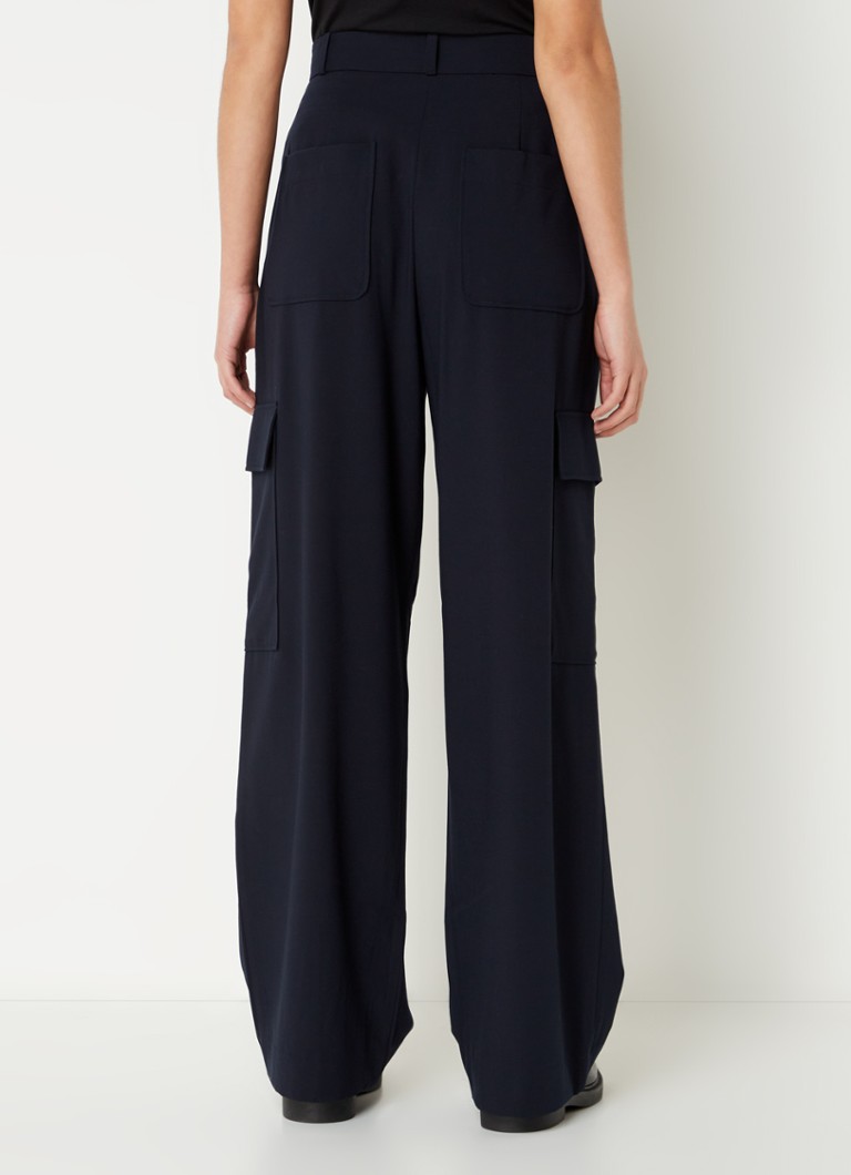 Pantaloni din amestec de lână Palmemarine, talie înaltă, croială largă, creație Claudie Pierlot.