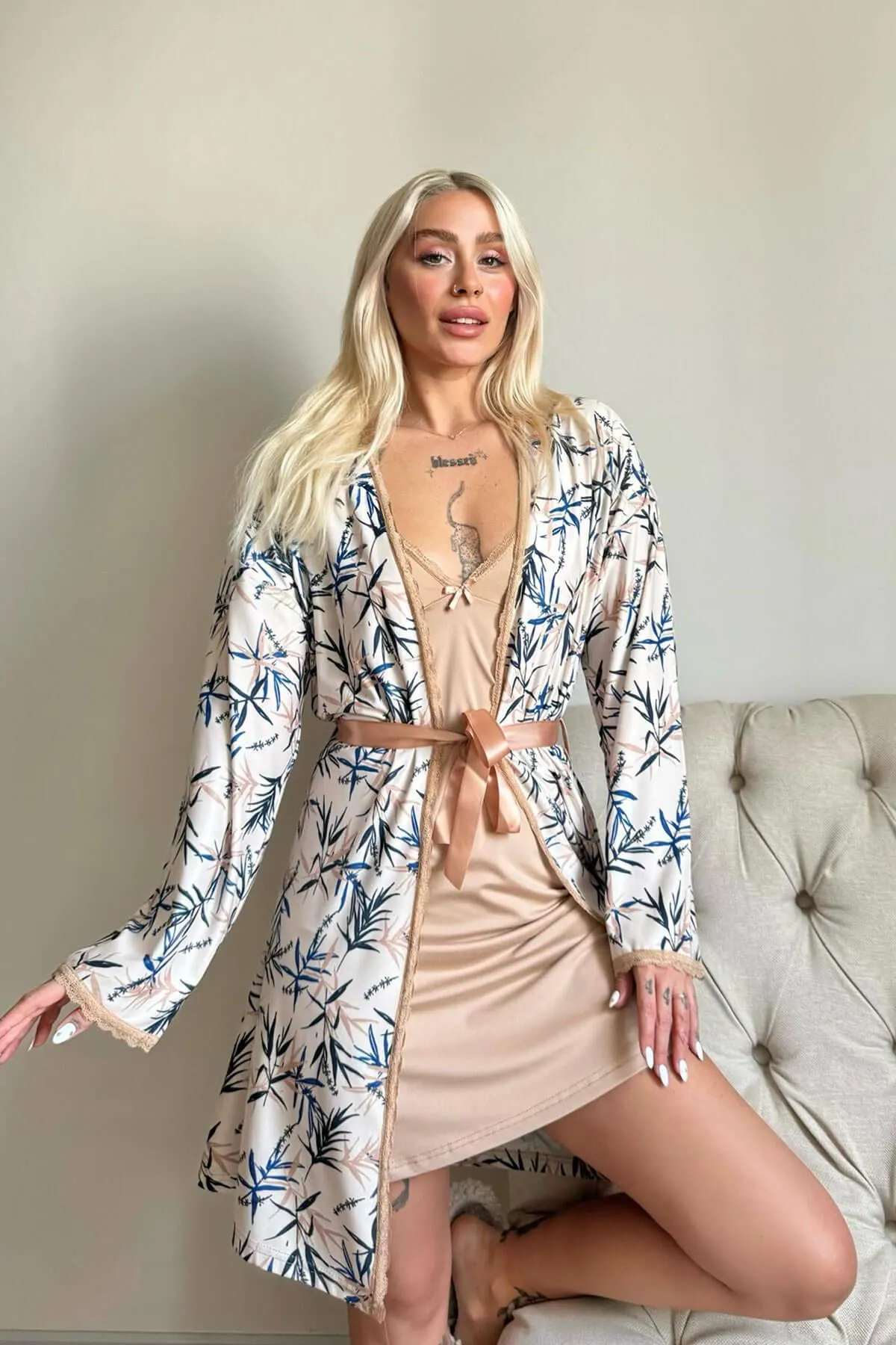 Pijamaevi  Pyjama set - Beige - Unifarben