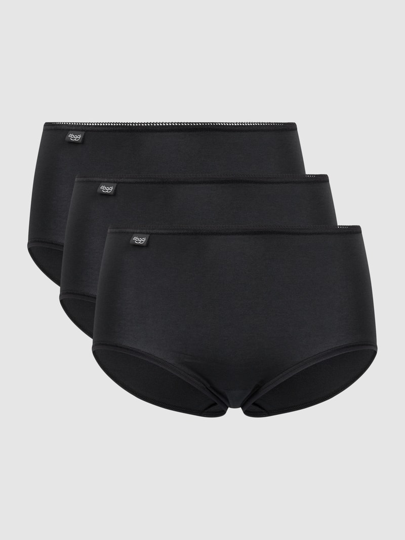 Slip mit Stretch-Anteil im 3er-Pack Modell 'Midi' in schwarz