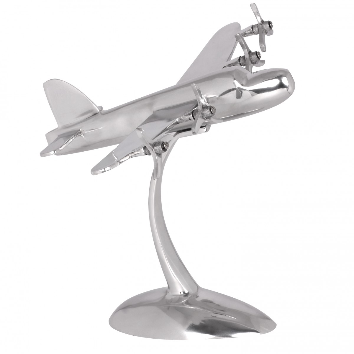 Wohnling Design Deko Flugzeug Propeller aus Aluminium Farbe Silber