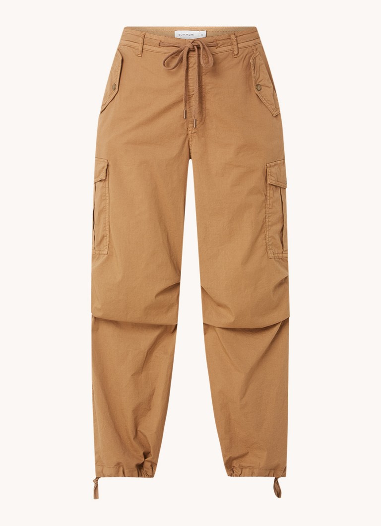 Pantaloni cargo Summum a vita alta e gamba affusolata, in misto lyocell.