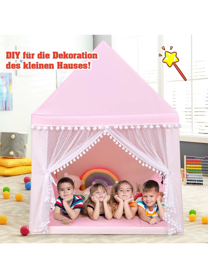 COSTWAY Kinderzelt mit Matte für 3-4 Personen in Rosa günstig kaufen 120 cm