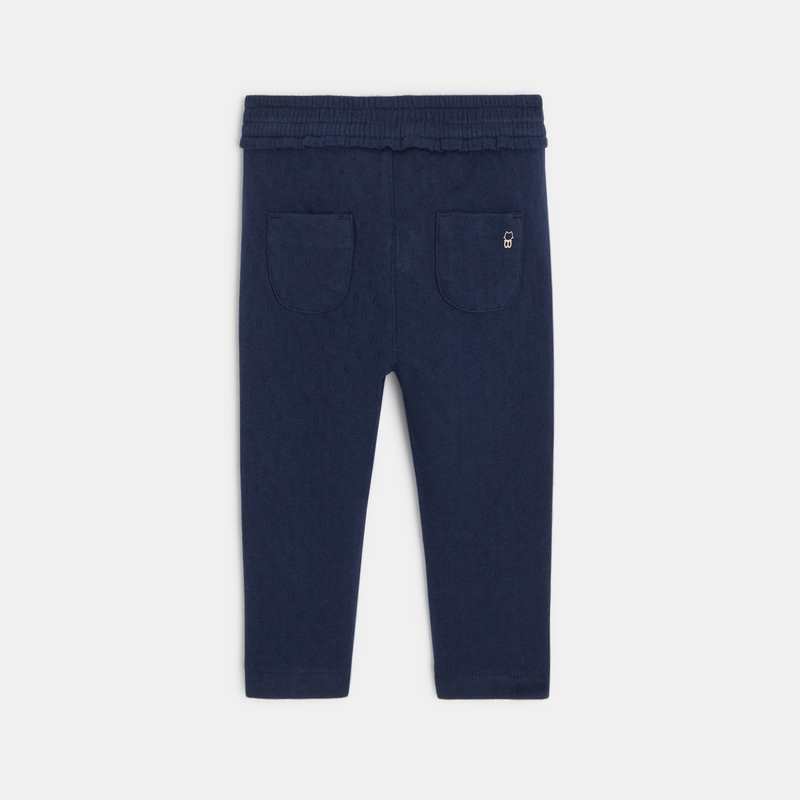 Pantalon maille fantaisie ceinture élastique bleu bébé fille
