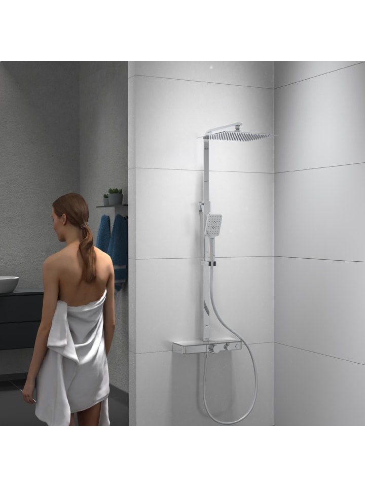 Schütte Duschset OCEAN in Chrom/Weiß, mit Thermostat - (L) 55 x (B) 35 x (H) 120 cm günstig kaufen onesize