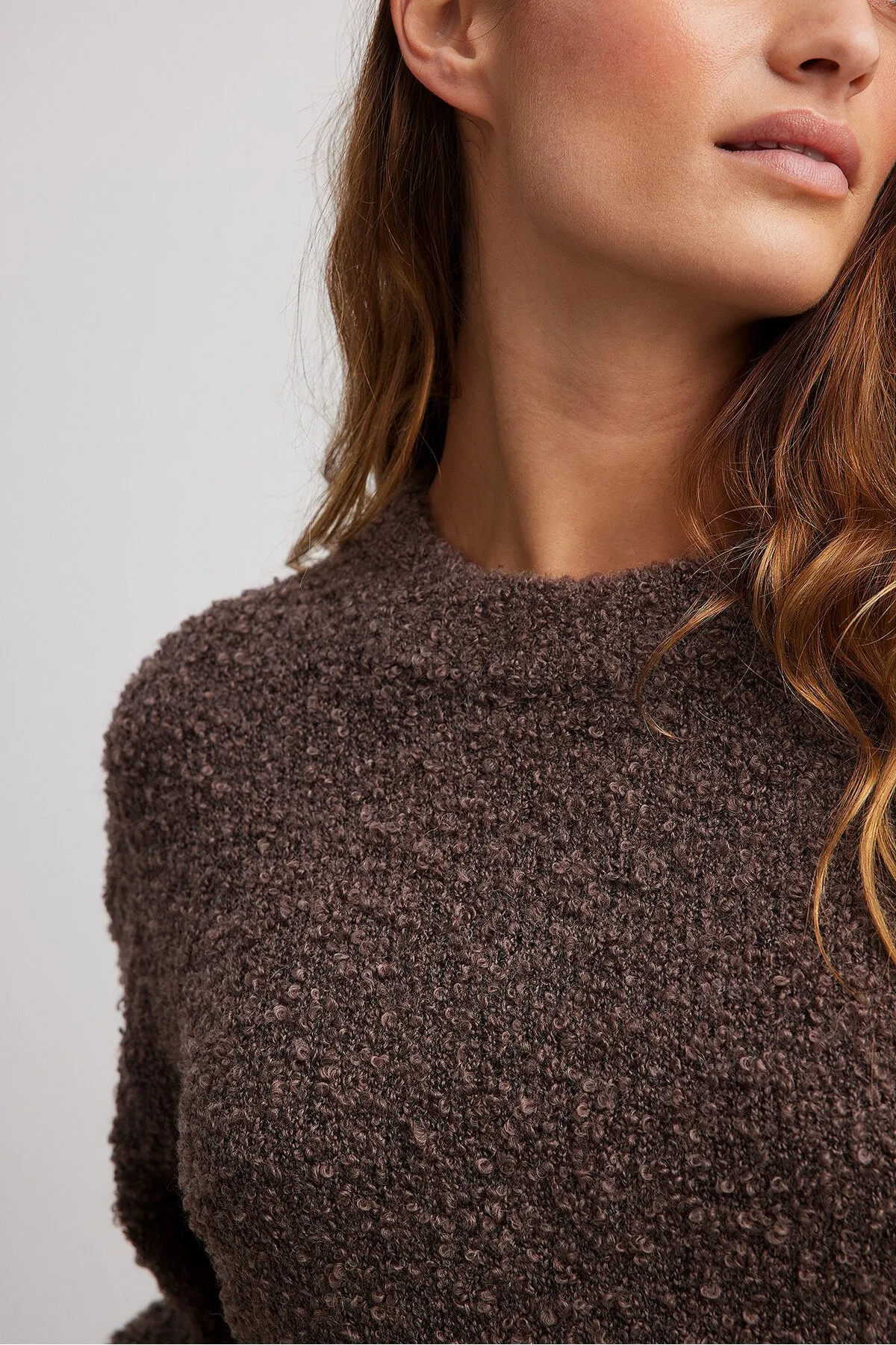 NA-KD  Übergroßer Strickpullover mit Rundhalsausschnitt und Struktur