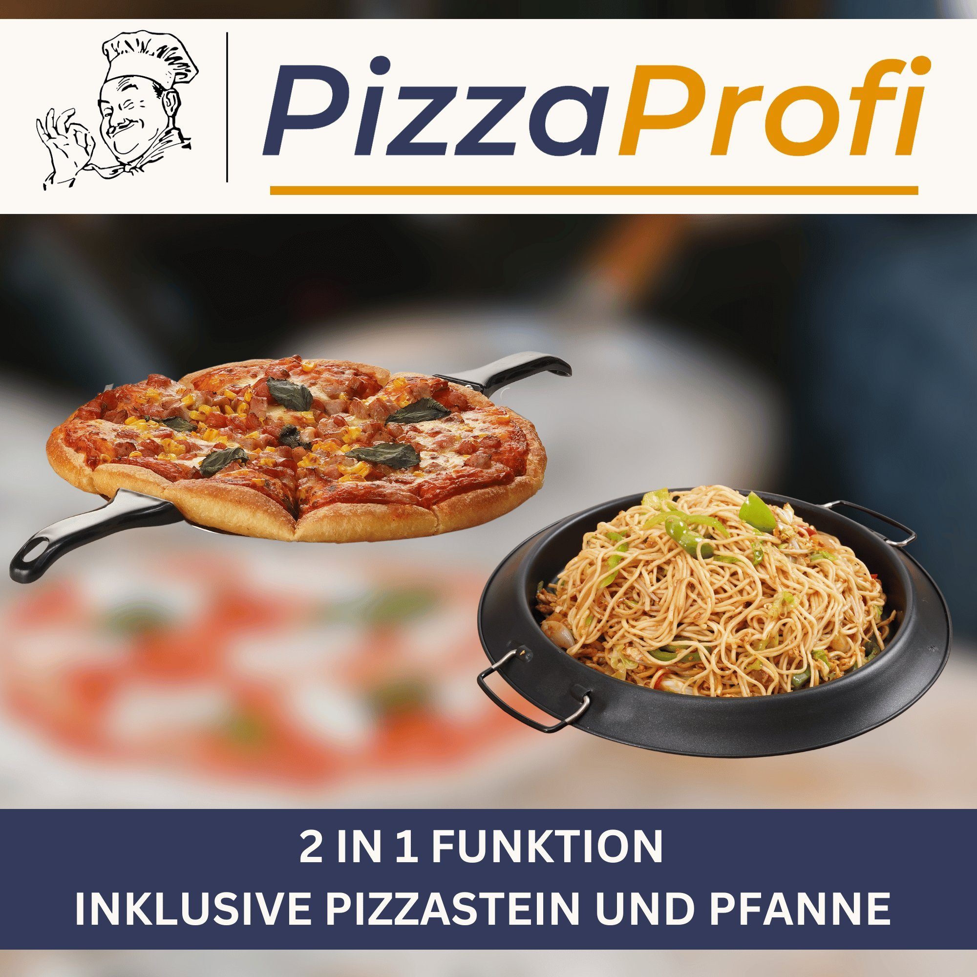 Sommertal Pizzaofen Sommertal PizzaProfi Pizzaofen, 32cm Pizzastein, mit Pfanneneinsatz, 2x Pizzaschieber, Pizzaschneider, Steinplatte