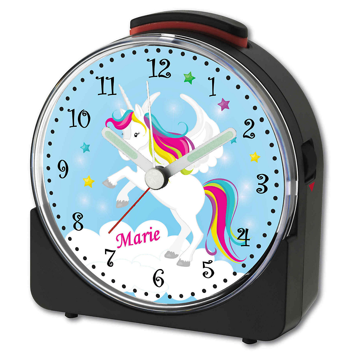 Kinder Funkwecker weiß personalisiert mit Namen Einhorn