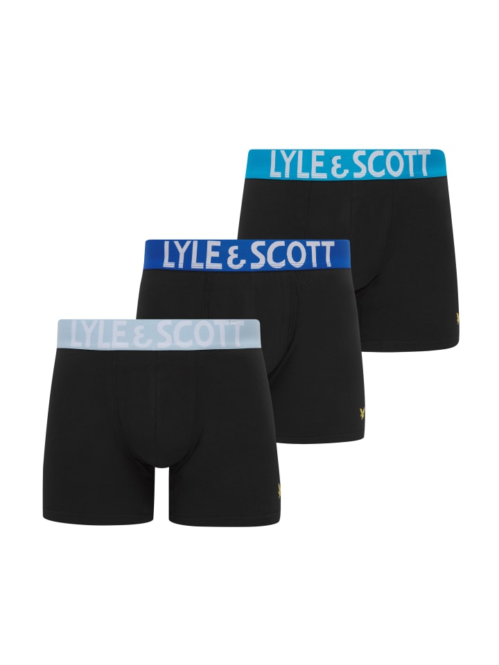 Lyle & Scott Trunks 3-Er Set in Tiefschwarz mit mehrfarbigem Bund günstig kaufen S
