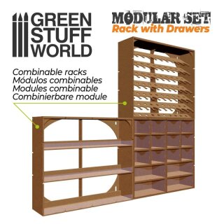 Vertikales MDF-Rack mit Schubladen