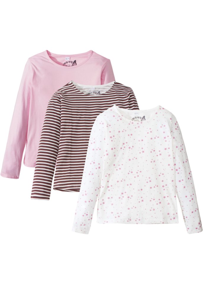 Mädchen Langarmshirt (3er Pack) aus Bio-Baumwolle