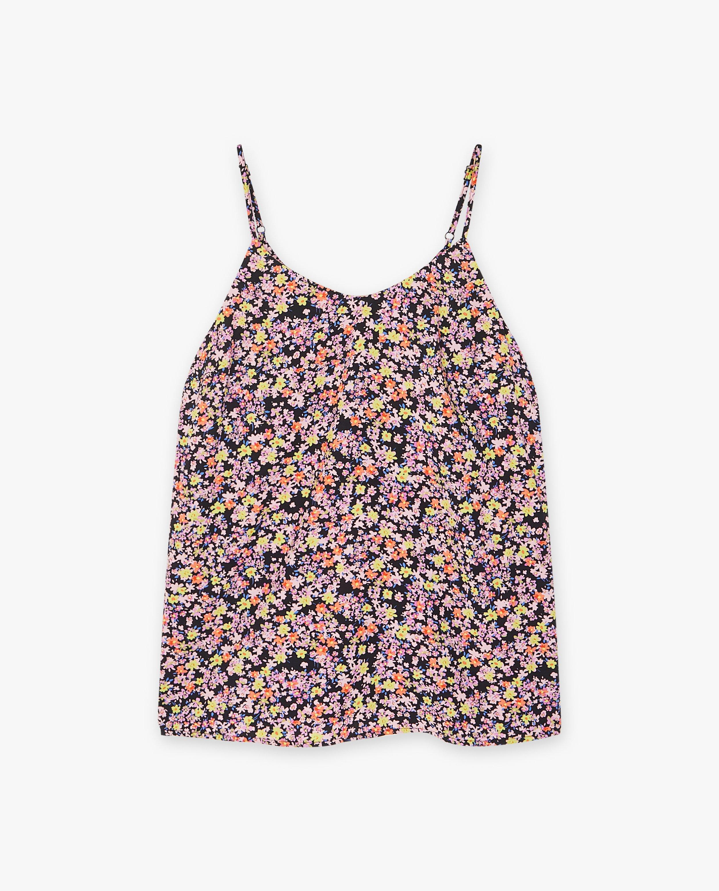 Top Sora cu imprimeu floral albastru închis