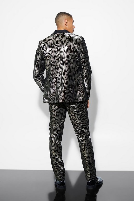 Zweireihige Slim-Fit Anzugjacke mit Zebraprint