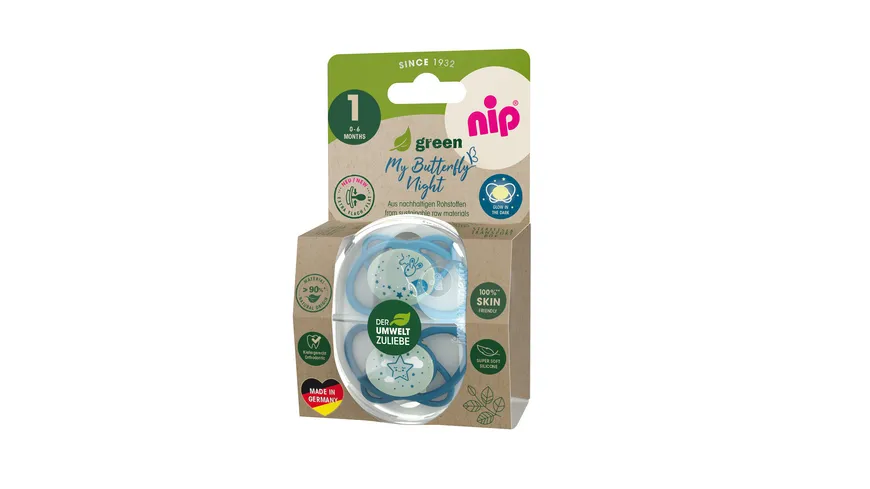 nip®Schnuller My Butterfly Night Green Silikon Größe 1 (0-6 Monate)