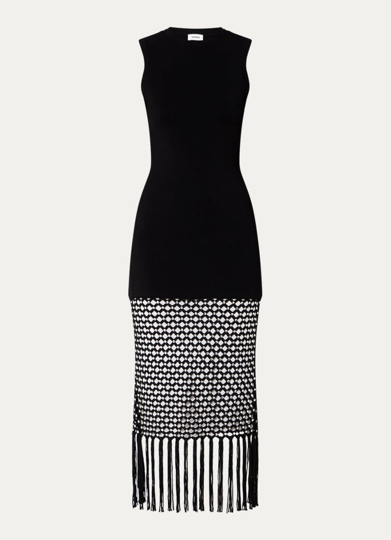 Sandro midi dress with rhinestones and openwork design