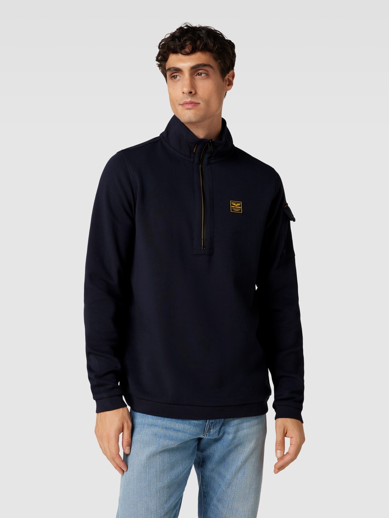 Sweatshirt mit Troyer-Kragen in hellgrün
