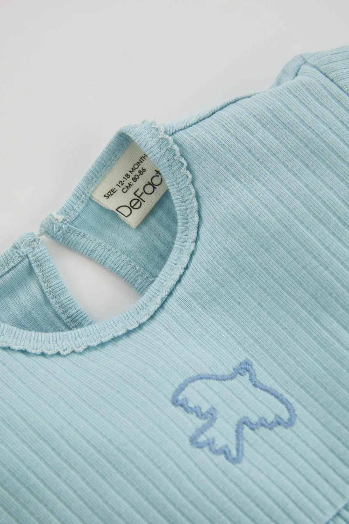 DeFacto  Baby-Mädchen-Pyjama-Set mit besticktem, langärmligem, geripptem Leibchen