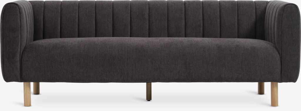 MAGLEBY 3-seters sofa, mørkebrunt stoff/eikfarge