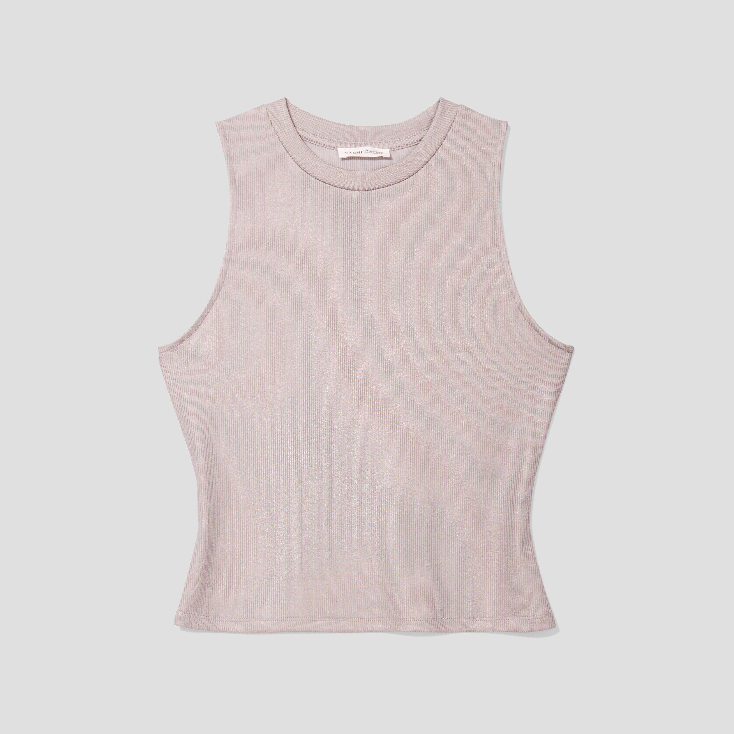 Débardeur cropped côtelé gris argent femme | Cache Cache