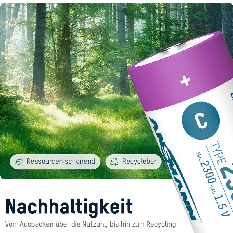 Ansmann Akku Li-Ion 15V C-Cell Typ 2500 &ndash; 2 Stück