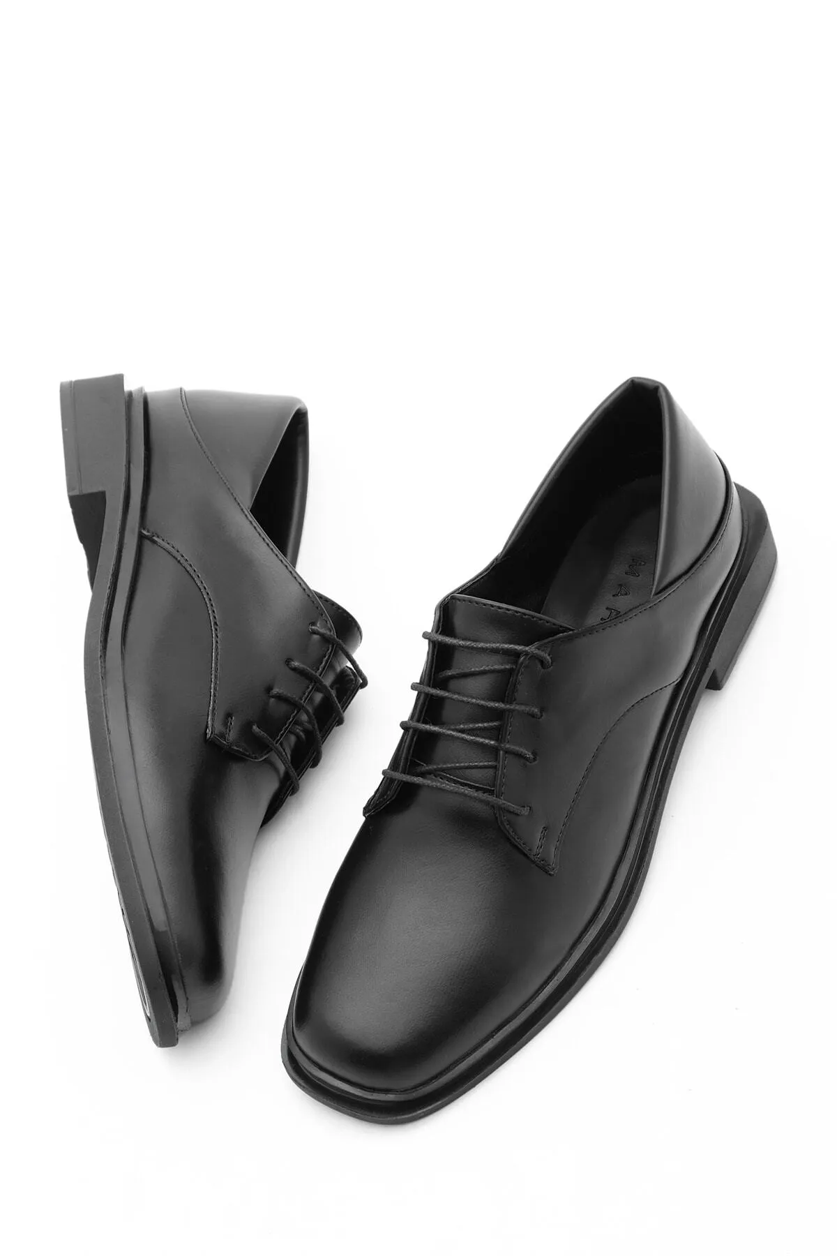 Marjin  Damen Oxford-Schuhe Blunt Toe Lace Up Maskuline Freizeitschuhe Rilen schwarz
