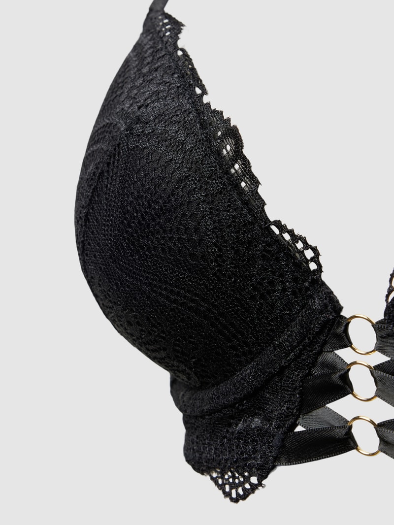 Push-up-BH mit Spitzenbesatz Modell 'Elenora' in schwarz