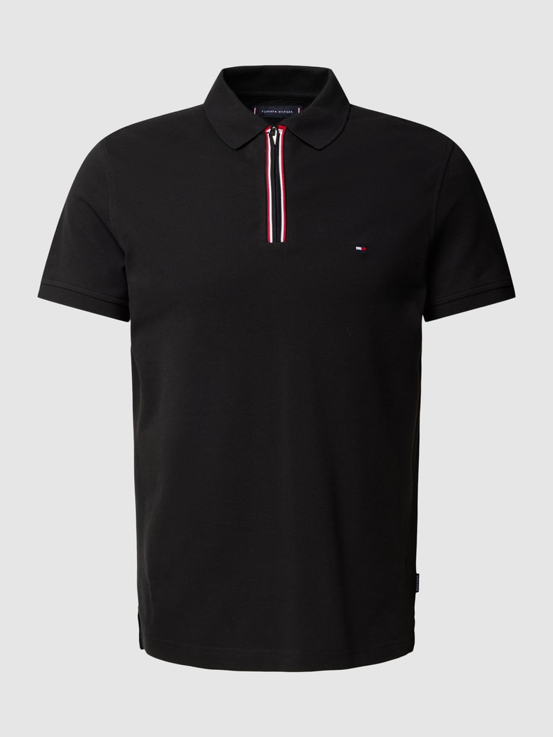 Poloshirt mit Label-Stitching in schwarz