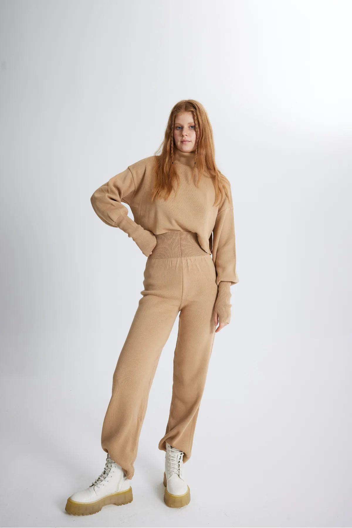 HOLLY LOLLY  Bottom Top Strickwaren Thinky Set Camel