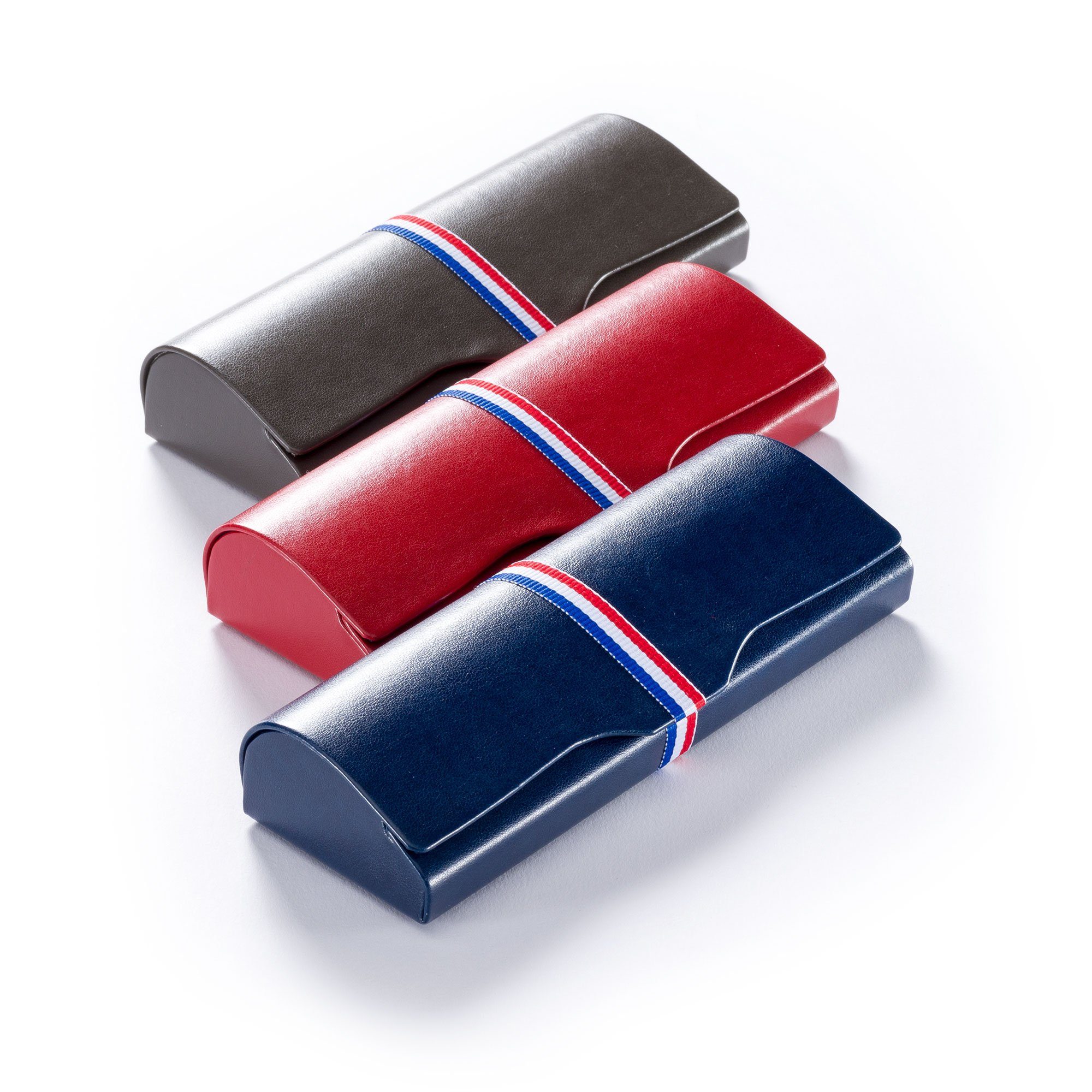 FEFI Brillenetui mit dekorativem Streifen-Band (Hardcase), inklusive Mikrofasertuch