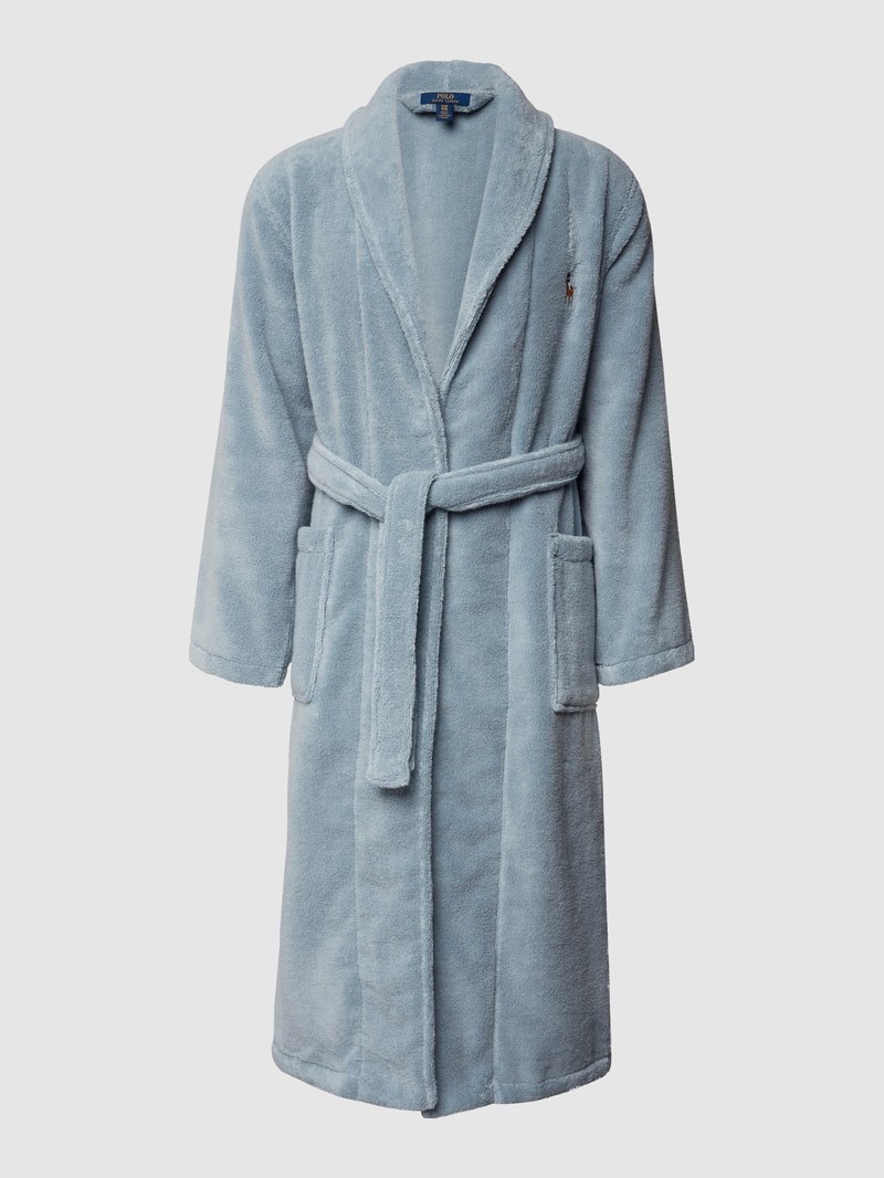 Bademantel mit Label-Stitching in hellblau