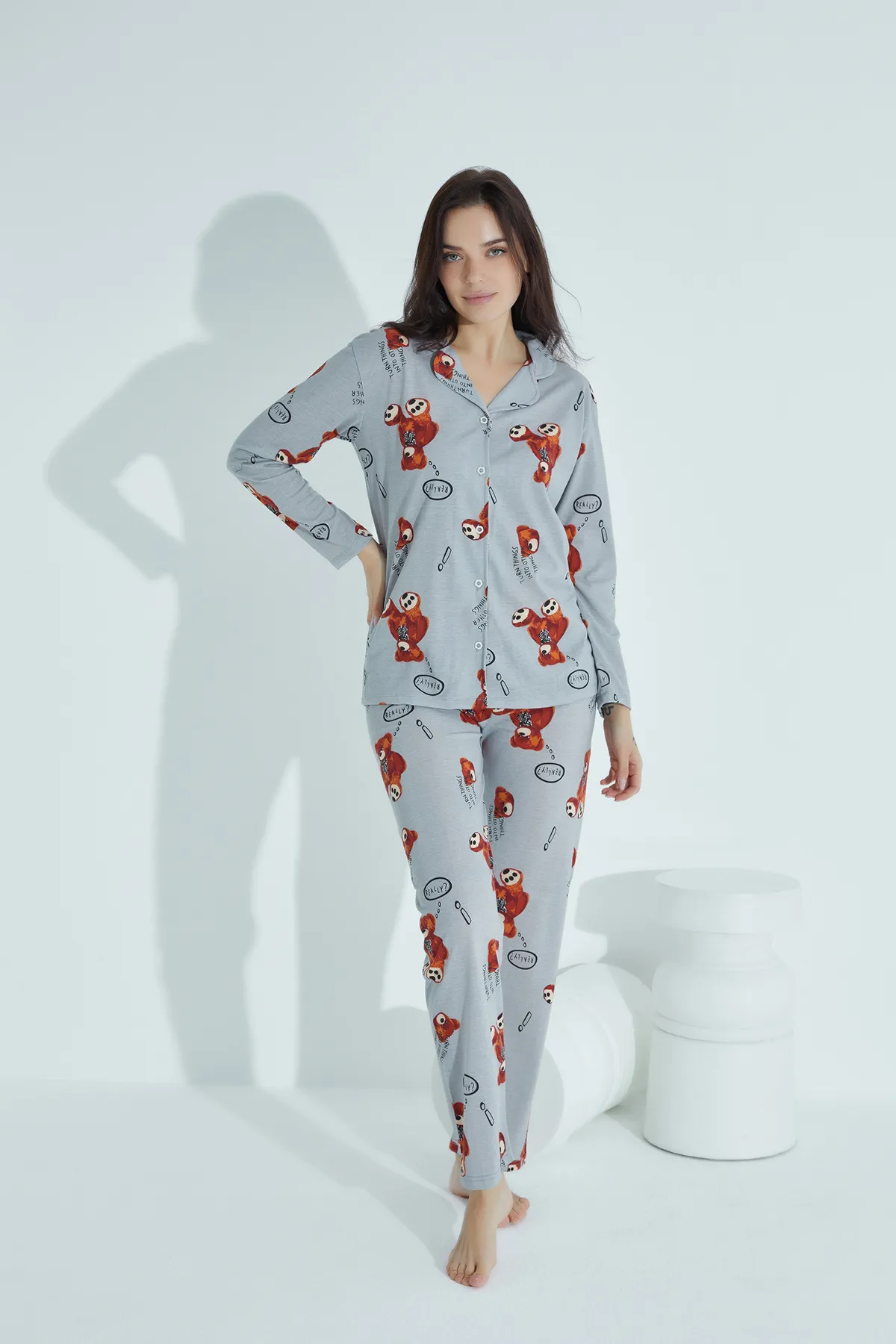 STRAWBERRY  Pyjama-Set aus Baumwolle mit Knöpfen