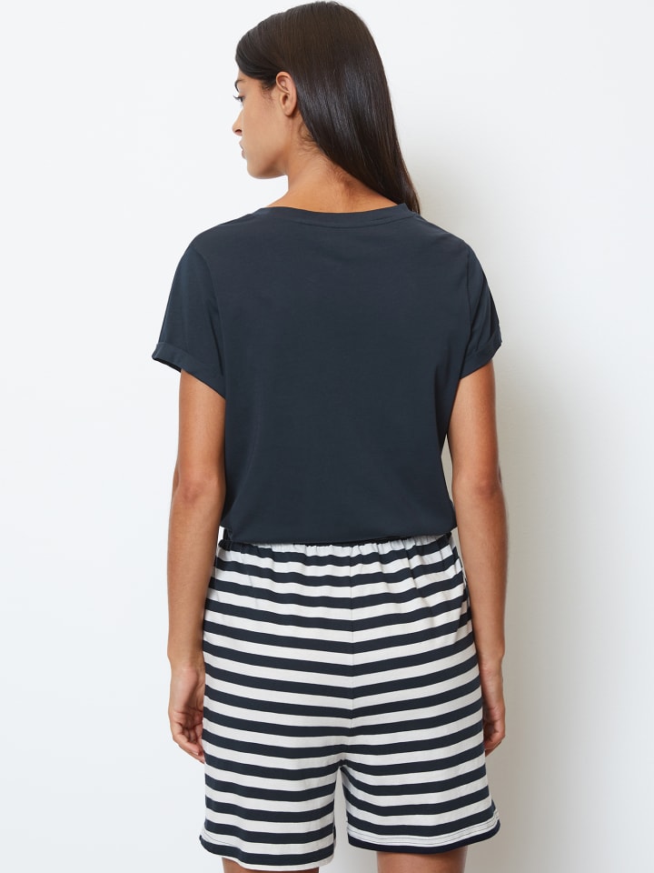 Marc O'Polo Pyjama Mix & Match Cotton in Blau-Weiss günstig kaufen
