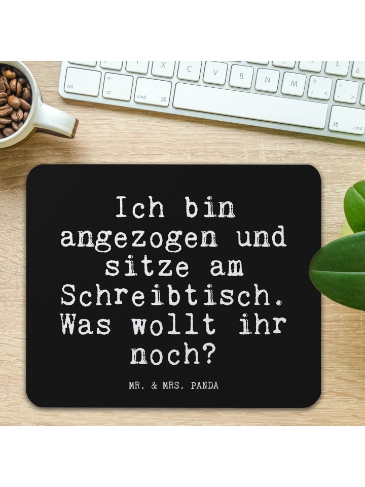 Mr. & Mrs. Panda Mauspad Ich bin angezogen und... mit Spruch in Schwarz günstig kaufen onesize
