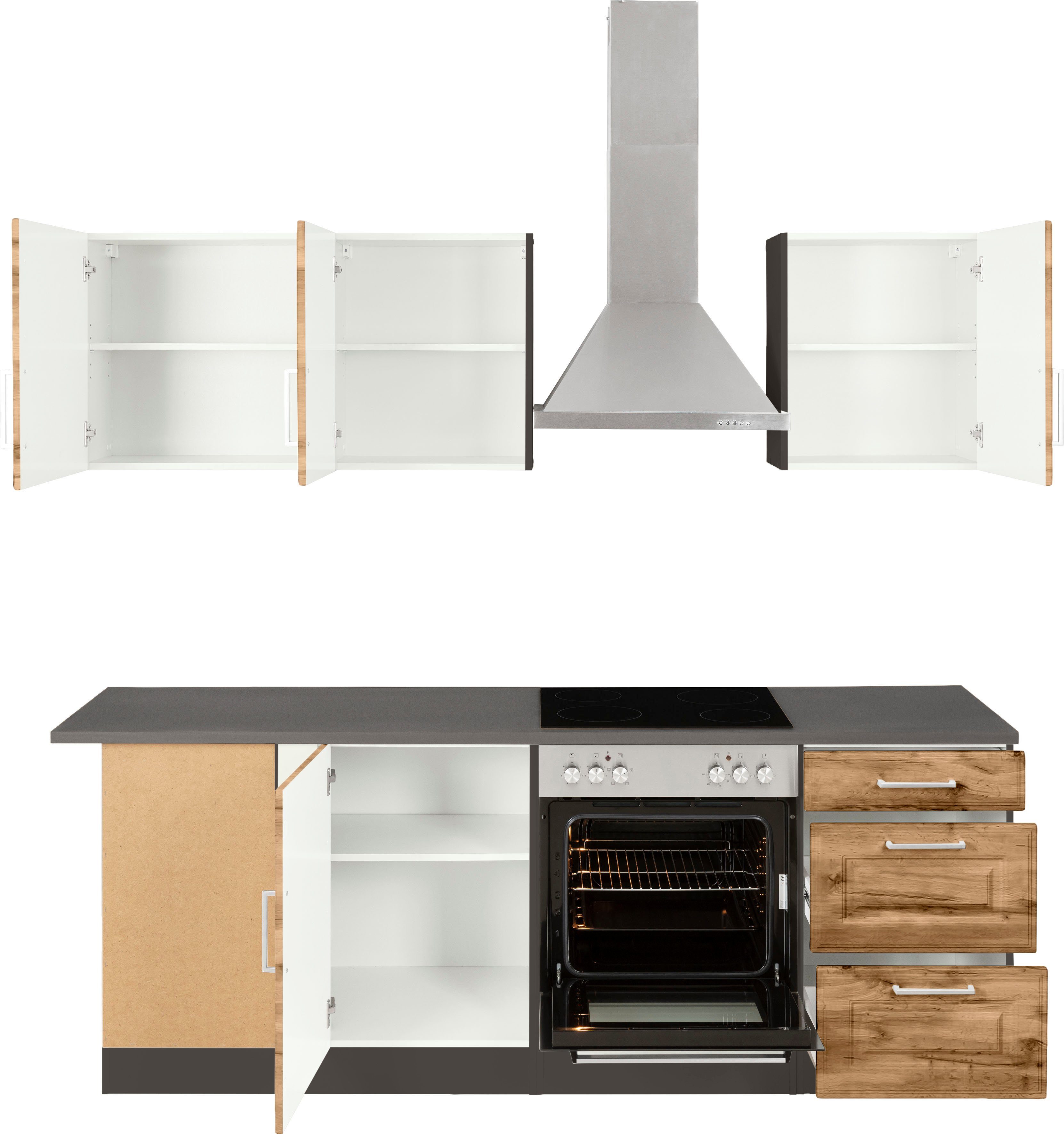 HELD MÖBEL Winkelküche Stockholm, Stellbreite 220/220 cm, mit hochwertigen MDF Fronten im Landhaus-Stil