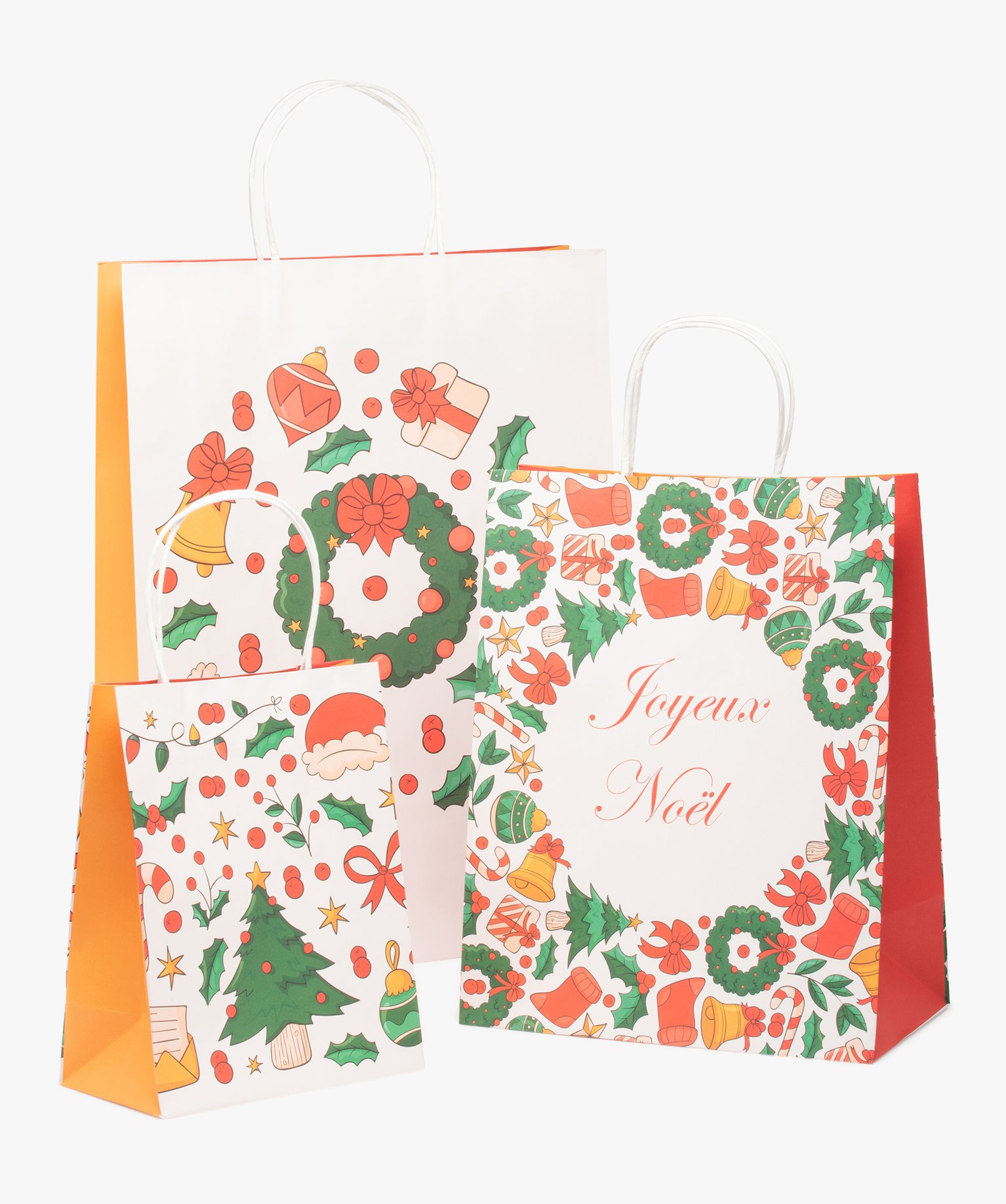 Sac cadeau de Nol en papier (lot de 3) multicolore | GEMO