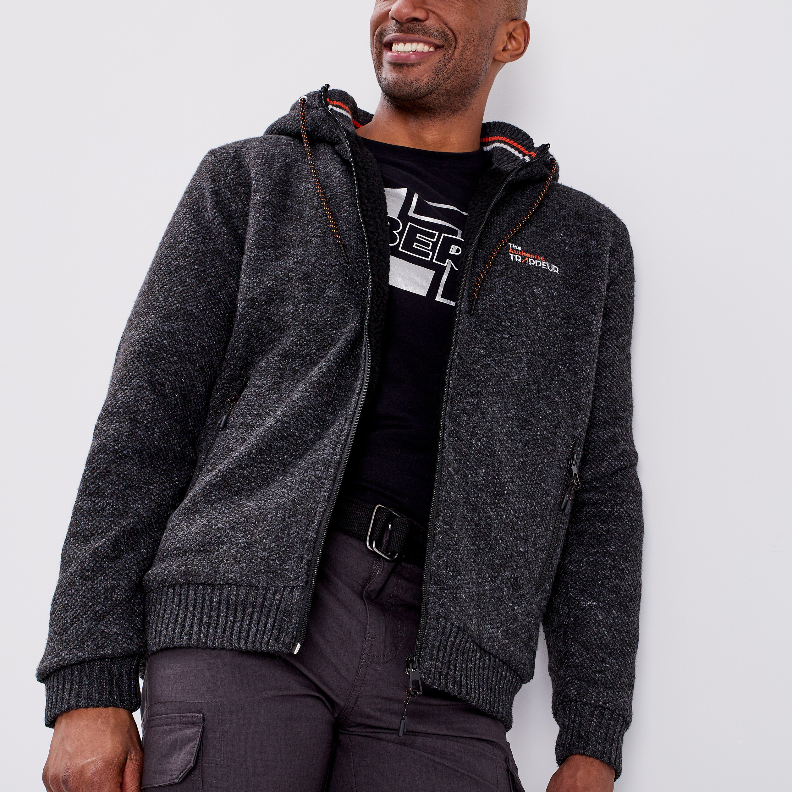 Gilet zippé à capuche Trappeur gris foncé homme | La Halle