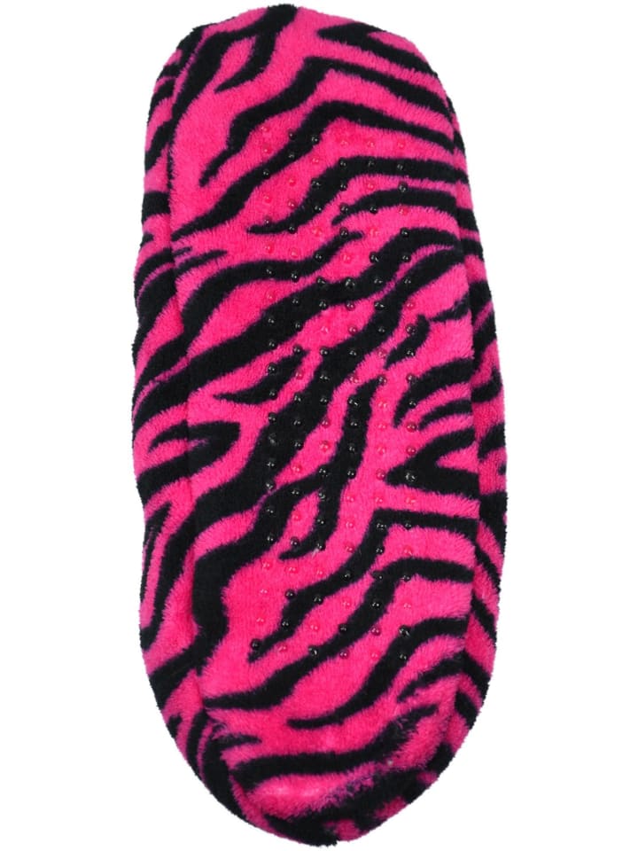 normani Damen-Slipper Hausschuhe mit Schleife in Zebra/Pink günstig kaufen