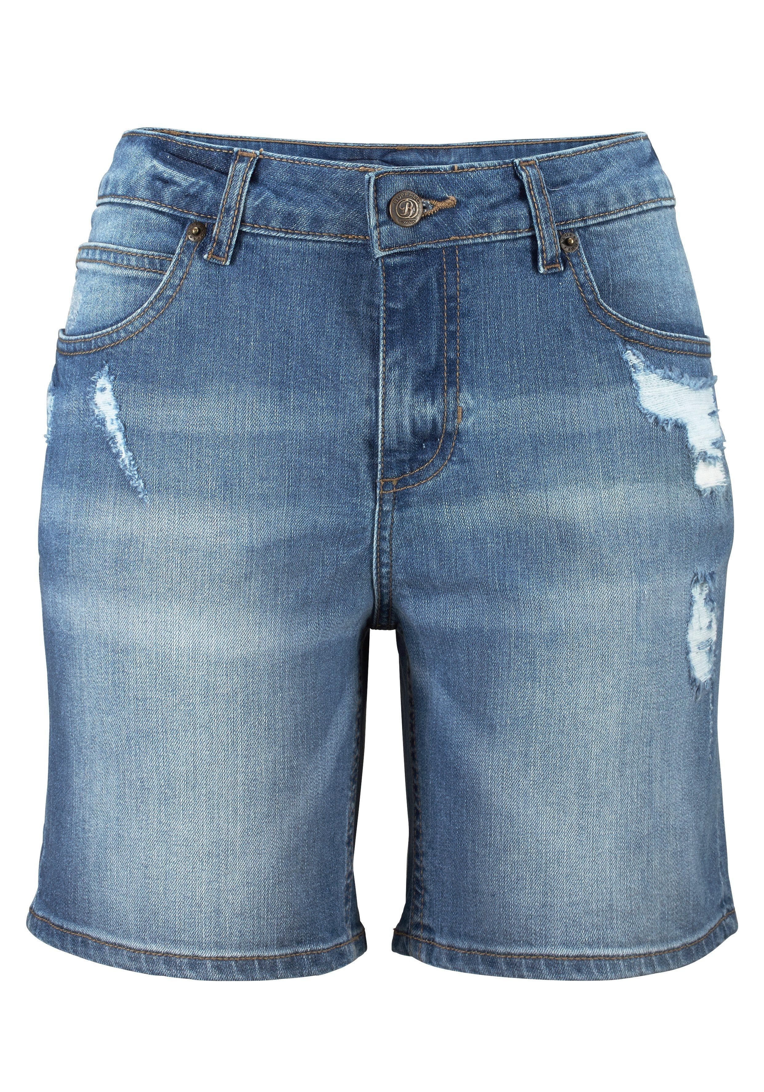 Buffalo Jeansbermudas mit Destroyed-Effekten