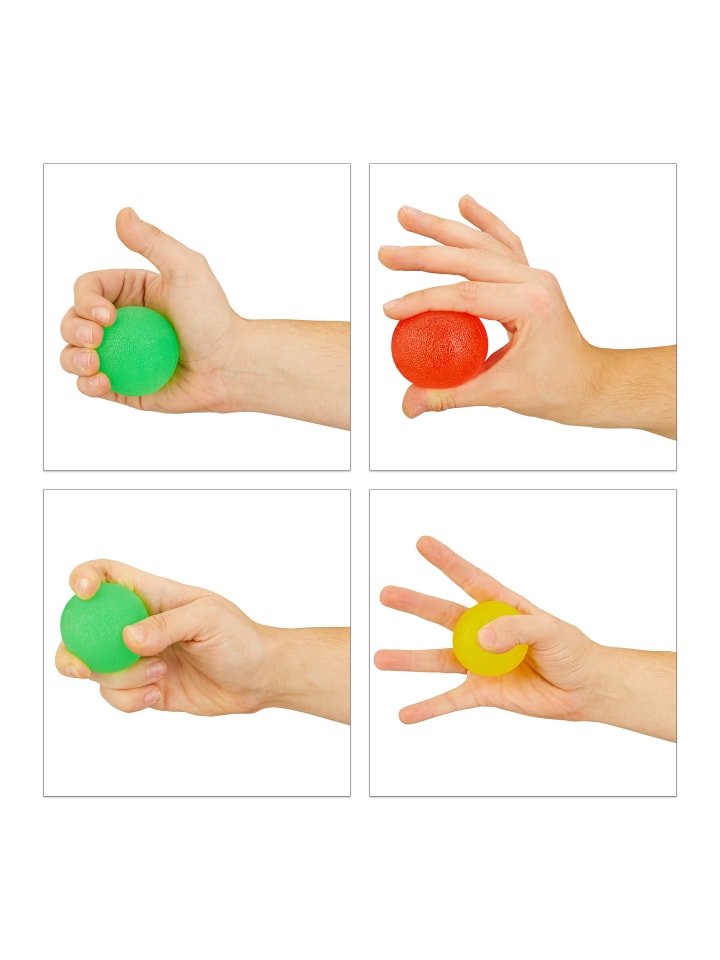 relaxdays 3er-Set: Fingertrainer Ball in Gelb/Rot/Grün günstig kaufen onesize