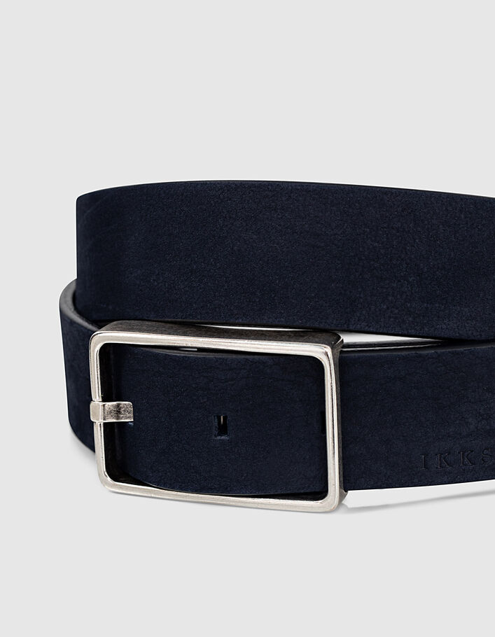 Ceinture bleu marine en cuir nubuck Homme
