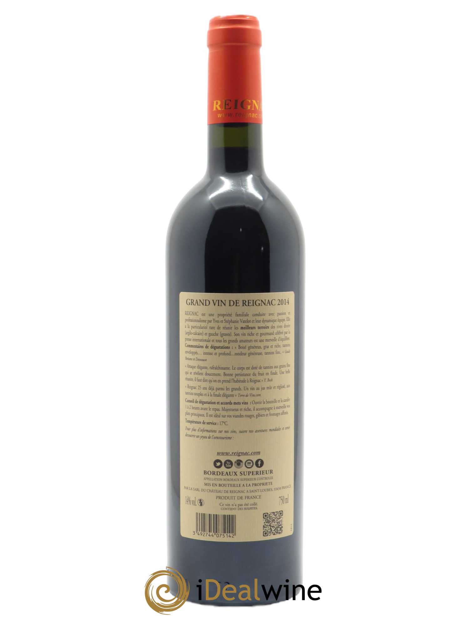 Grand vin de Reignac  2014 - Lot de 1 Bouteille