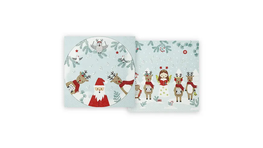 Home-Fashion Serviette Christmas Carol Mixed Pack 25x25cm graublau