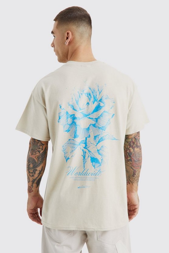 Oversize Worldwide T-Shirt mit floralem Print