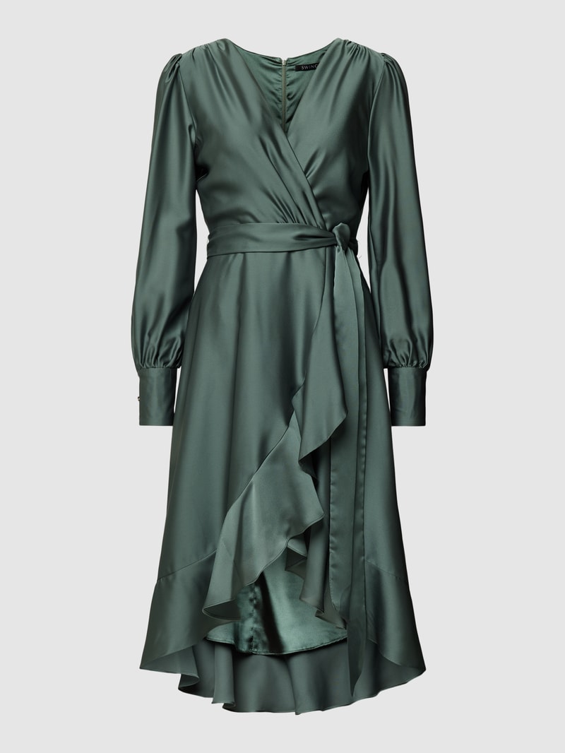 Cocktailkleid mit Bindegürtel in grün