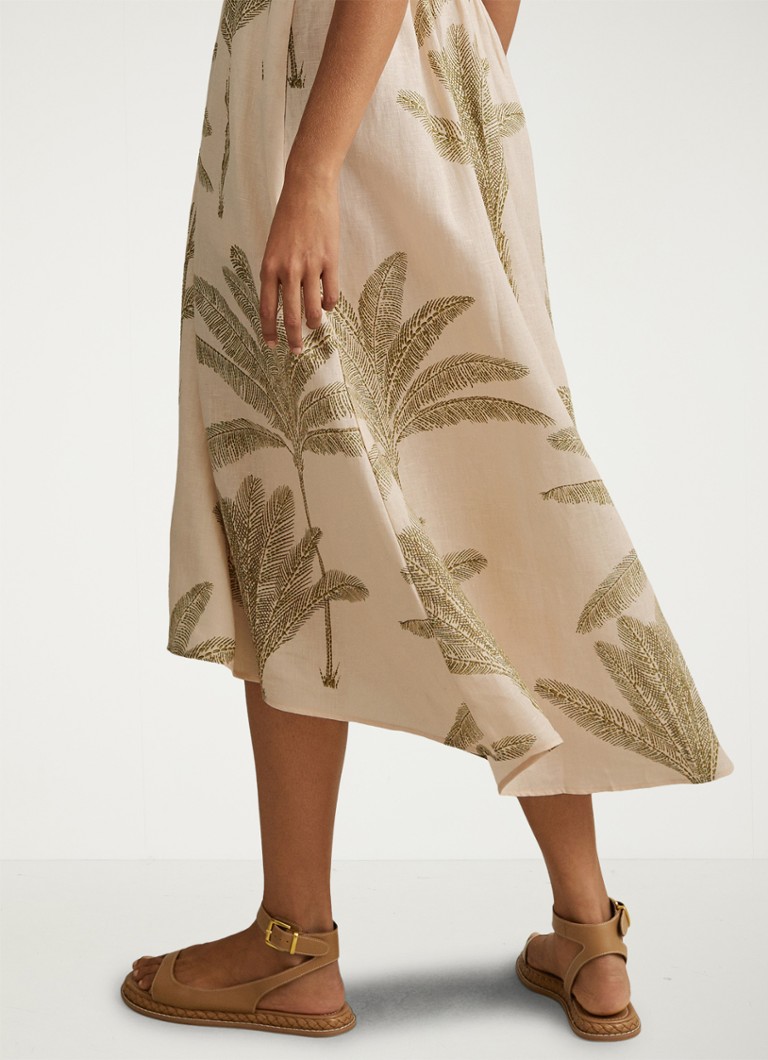 Reiss Anna linen midi dress with print