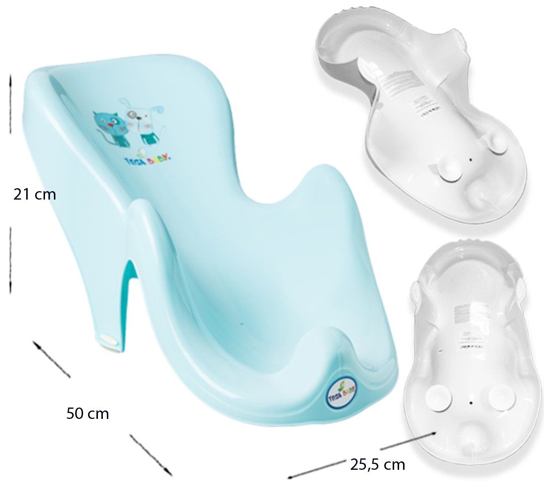 Tega-Baby Babybadewanne 5 TEILE Set DOG & CAT Blau + Ständer Weiss - Babybadeset Wanne 84 cm, (Made in Europe Premium.set), ** Wanne + Badesitz +Topf + Wc Aufsatz + Hocker + Ständer **
