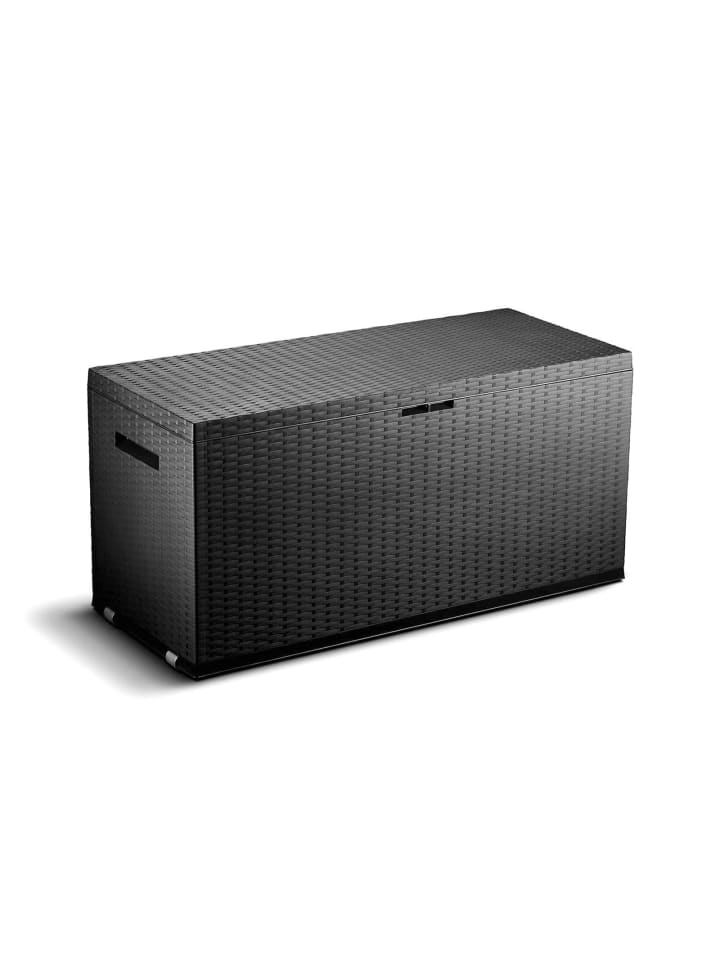 dynamic24 Auflagenbox Rattan Optik 349L Gartenbox Gartentruhe Auflagen Garten Box Truhe in Grau günstig kaufen onesize