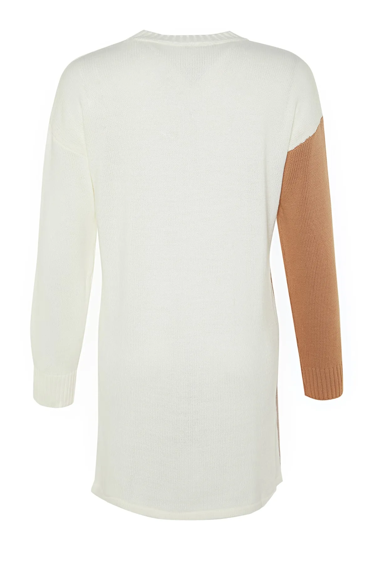 Trendyol Modest  Beigefarbener Farbblock-Strickpullover TCTAW24AK00008