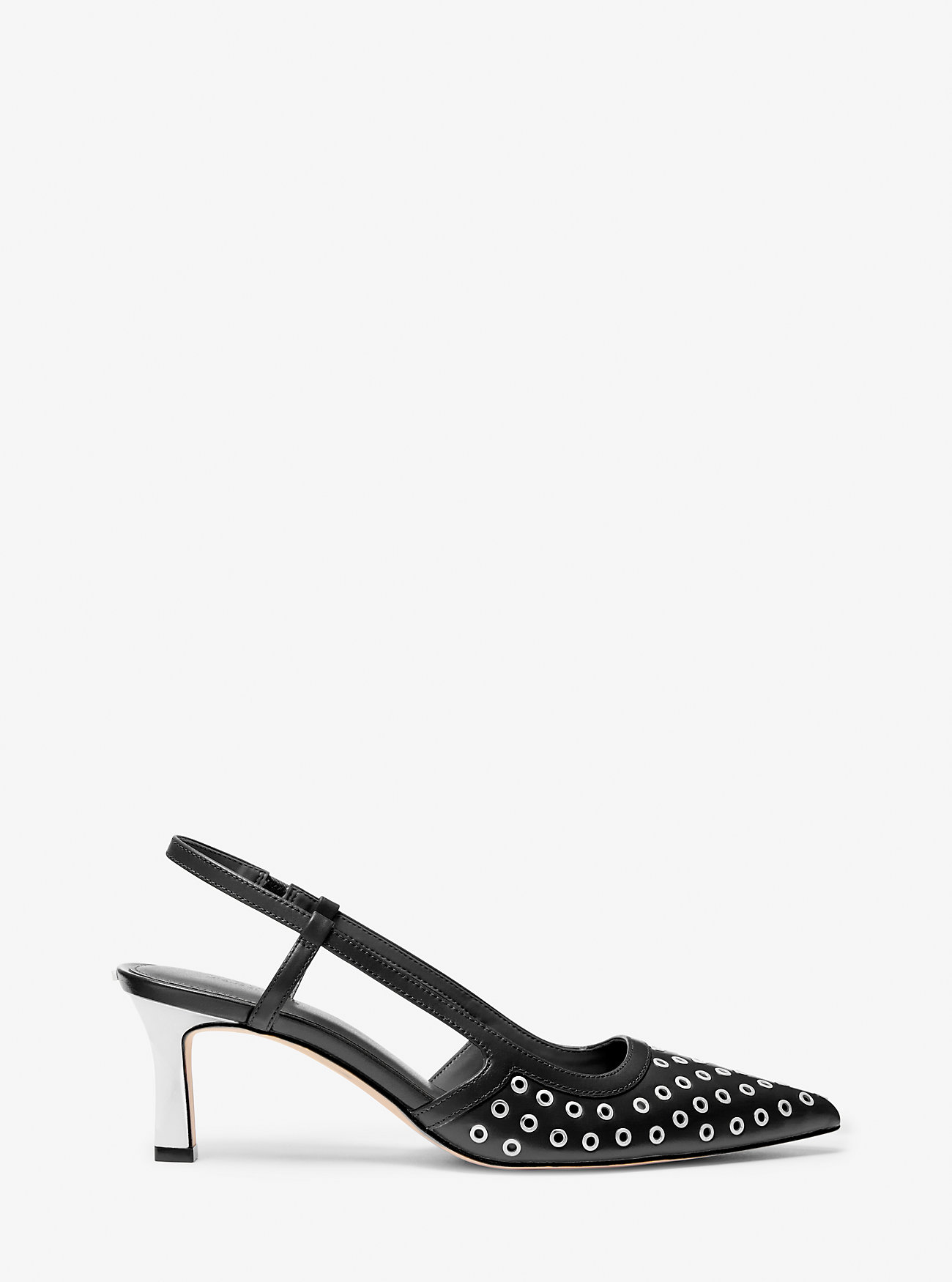 Alora Slingback-pumps med maljer i skinn - SVART